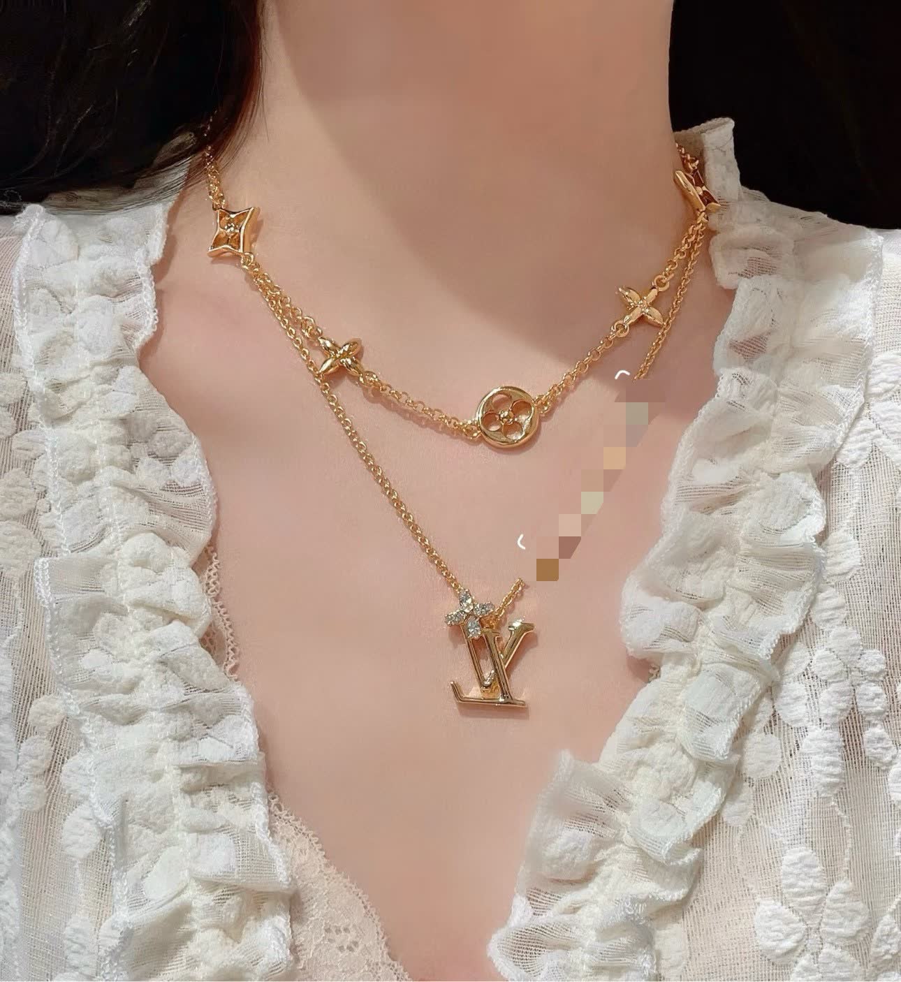 Louis Vuitton Gold-Tone Monogram Necklace